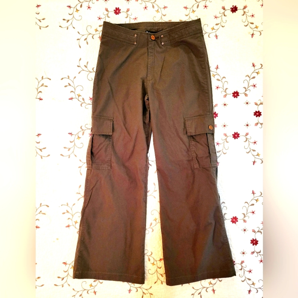 GX Olive Green Slight Flare Leg Pants